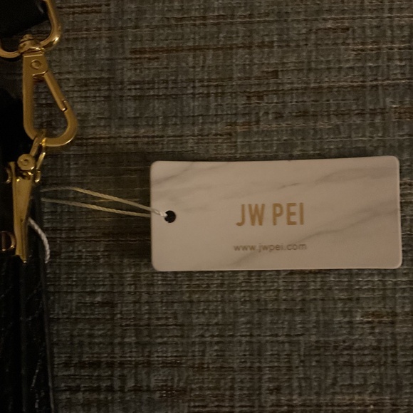 New JW PEI Black Mini Shoulder Croc Embossed Faux Leather Bag with Gold Hardware - Picture 7 of 9